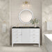 Myrrin 48" Single Vanity, Mid Century Walnut w/ 3 CM Victorian Silver Silestone Top w/FreePower Wireless Charger