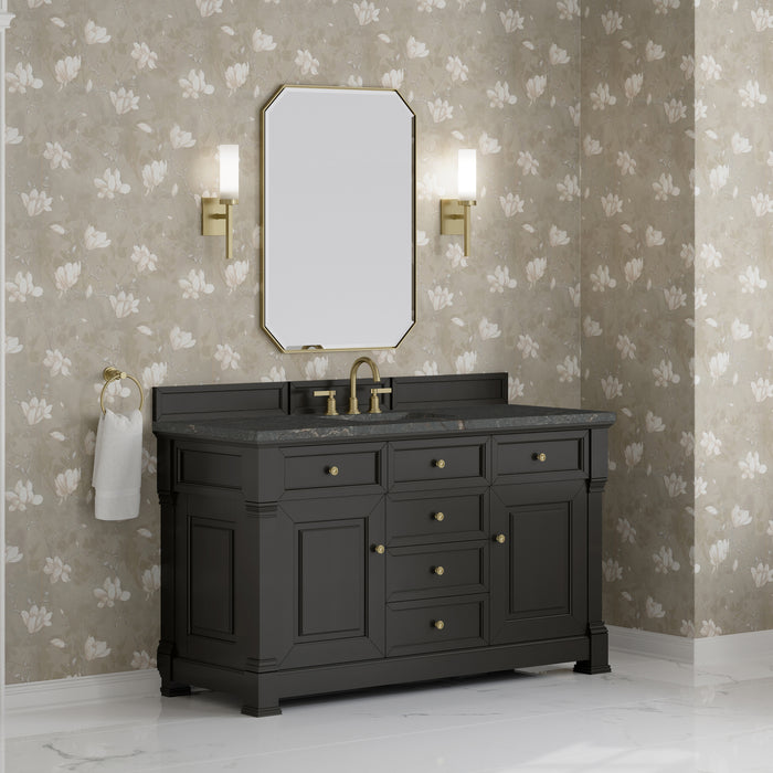 Brookfield 60" Single Vanity, Pecan, w/ 3 CM Tajnar Eclos Top w/FreePower Wireless Charger