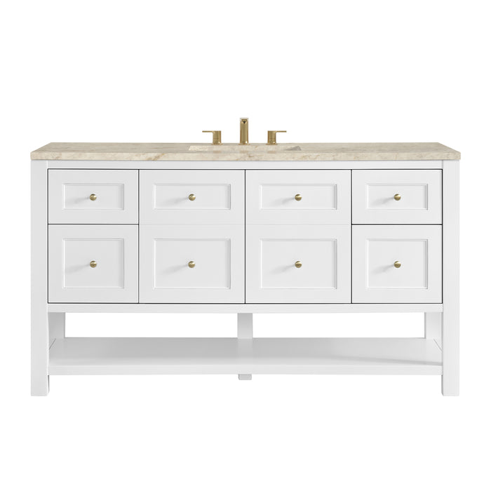 Breckenridge 60" Single Vanity, Bright White, w/ 3 CM Tajnar Eclos Top