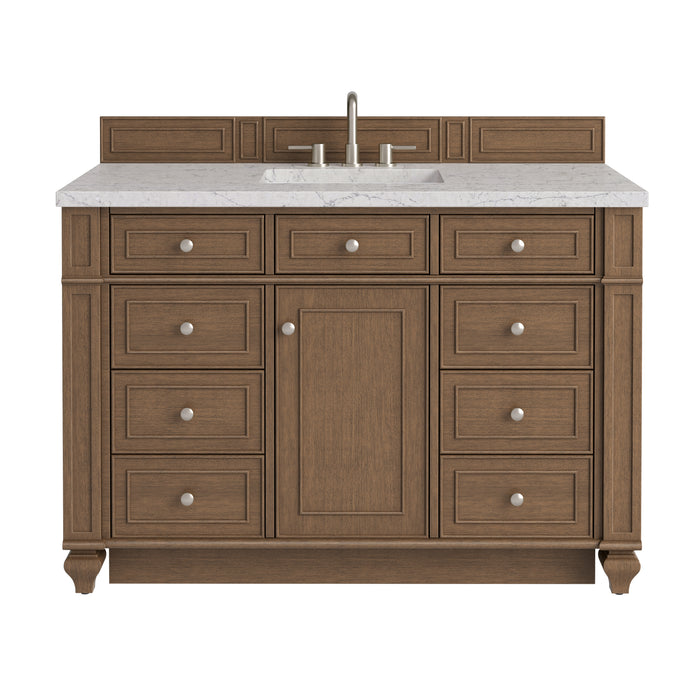 Bristol 48" Single Vanity, Saddle Brown w/ 3 CM Carrara Marble Top