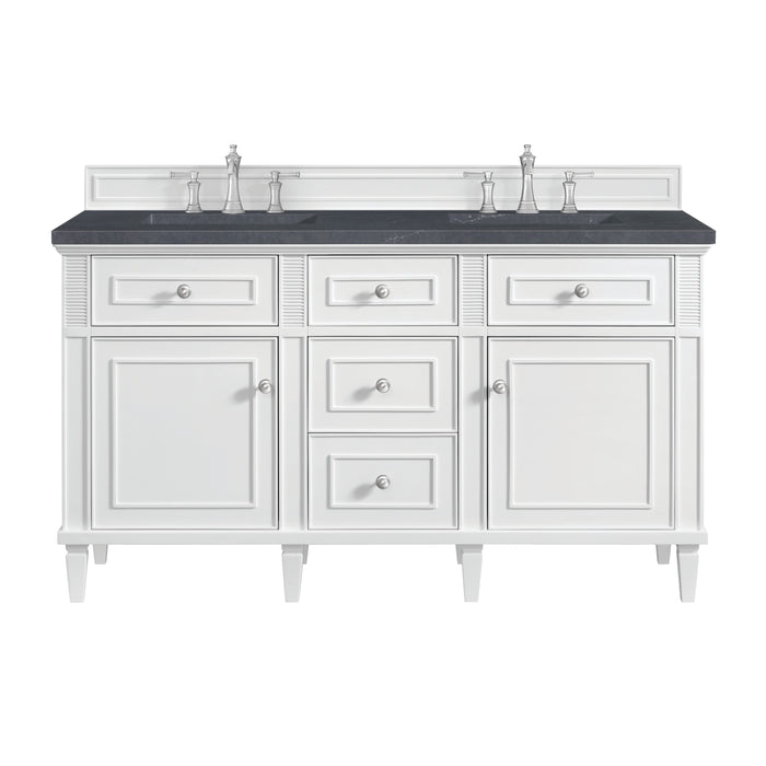 Lorelai 60" Double Vanity, Black Onyx w/ 3 CM Parisien Bleu Silestone Top w/FreePower Wireless Charger