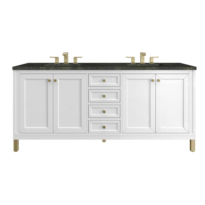Chicago 72" Double Vanity, Glossy White, w/ 3 CM Phantome Eclos Top