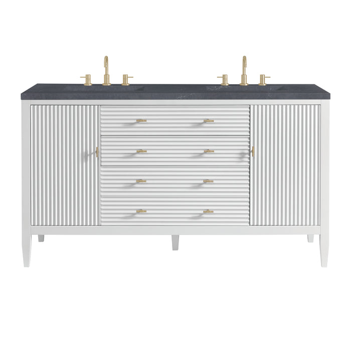 Myrrin 60" Double Vanity, Bright White w/ 3 CM Charcoal Soapstone Silestone Top