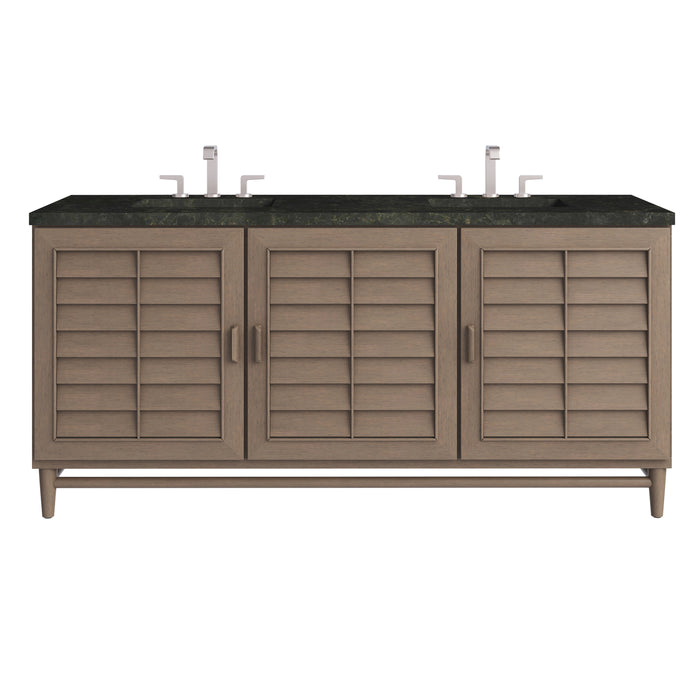 Portland 72" Double Vanity, Whitewashed Walnut, w/ 3 CM Phantome Eclos Top