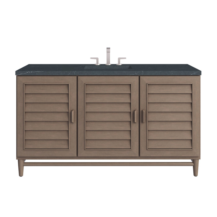Portland 60" Single Vanity Whitewashed Walnut w/ 3 CM Charcoal Soapstone Silestone Top