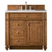 Bristol 36" Single Vanity, Saddle Brown w/ 3 CM White Zeus Silestone Top