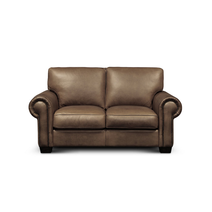 GTR Valencia 100% Top Grain Hand Antiqued Leather Traditional Loveseat Dark Brown