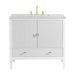 Myrrin 36" Vanity, Bright White w/ 3 CM Eternal Jasmine Pearl Silestone Top