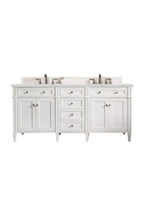 Brittany 72" Double Vanity, Victory Blue w/ 3 CM Victorian Silver Silestone Top w/FreePower Wireless Charger