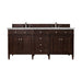 Brittany 72" Double Vanity, Burnished Mahogany w/ 3 CM Ethereal Noctis Silestone Top w/FreePower Wireless Charger