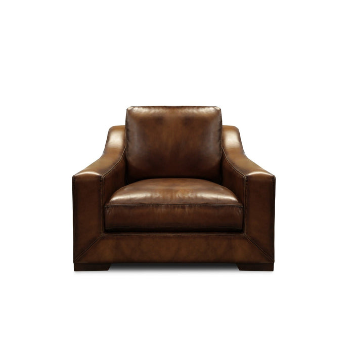 GTR Ramba 100% Top Grain Leather Contemporary Club Armchair with Deep Seat