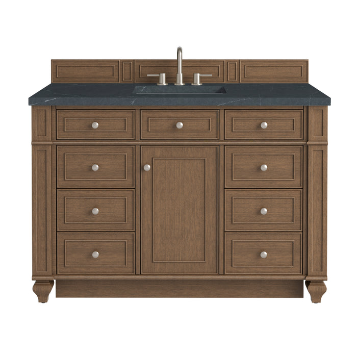 Bristol 48" Single Vanity, Saddle Brown w/ Single Hole 3 CM White Zeus Silestone Top & Backsplash