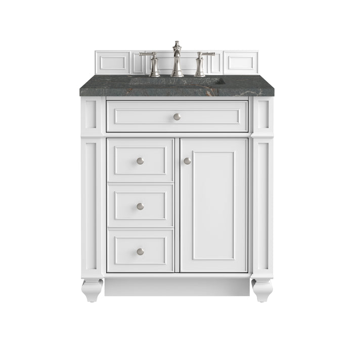 Bristol 30" Single Vanity, Bright White w/ 3 CM Parisien Bleu Silestone Top