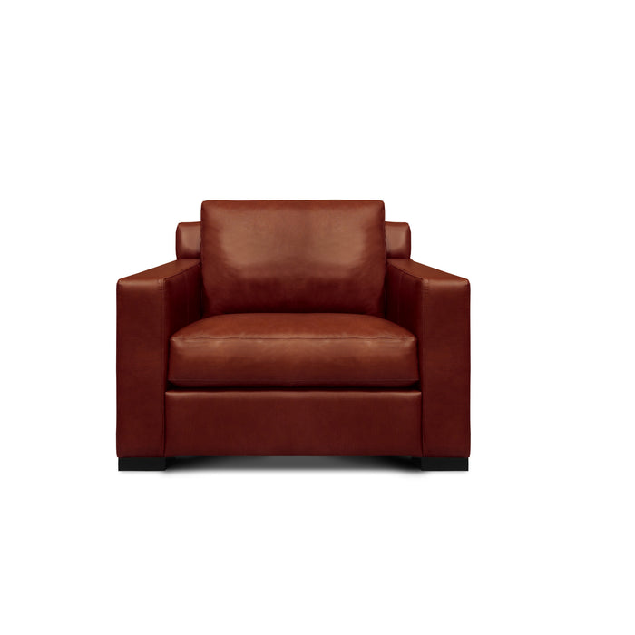 GTR Santiago 100% Top Grain Leather Mid-century Armchair, Russet Brown