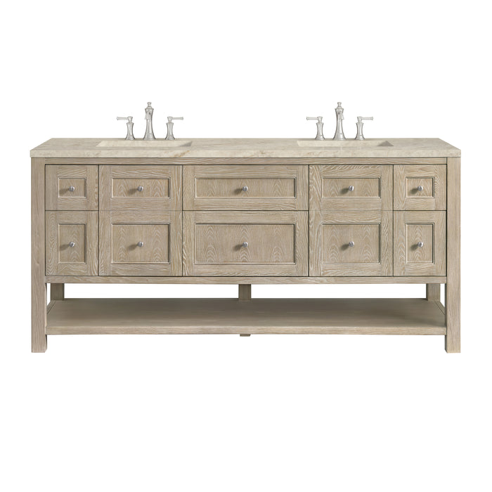 Breckenridge 72" Double Vanity, Serenity Blue, w/ 3 CM Ethereal Noctis Quartz Top
