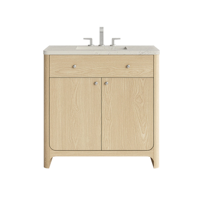 Gracyn 36" Single Vanity, Coastal Driftwood, w/ 3 CM Siberian Silestone Widespread Top