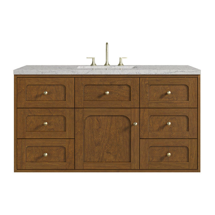 Laurent 48" Single Vanity, Light Natural Oak w/ 3 CM Ethereal Noctis Top w/FreePower Wireless Charger