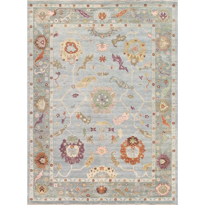Pasargad Home Oushak Collection Hand-Knotted Blue Wool Area Rug- 8'10" X 11'11" psf-05 9x12