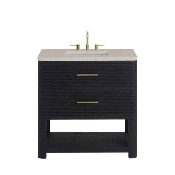 Lucian 36" Single Vanity, Carbon Oak, w/ 3 CM Siberian Silestone Widespread Top