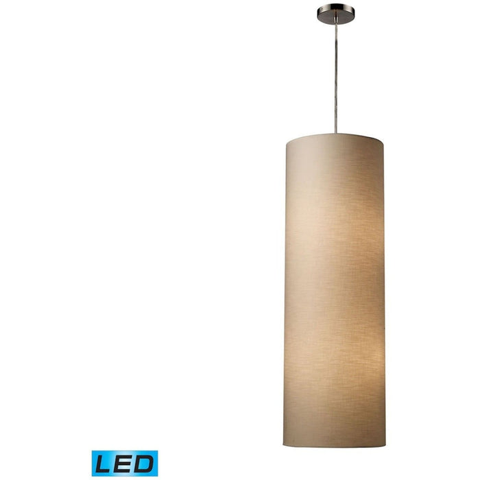 Fabric Cylinders Satin Nickel LED Mini Pendant