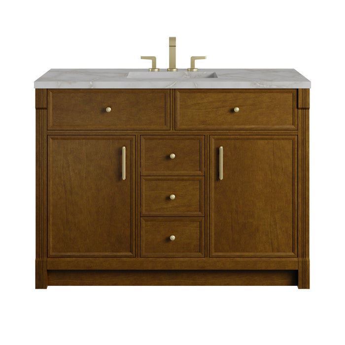 Bellshire 48" Single Vanity, Honey Oak w/ 3 CM Eternal Jasmine Pearl Silestone Top