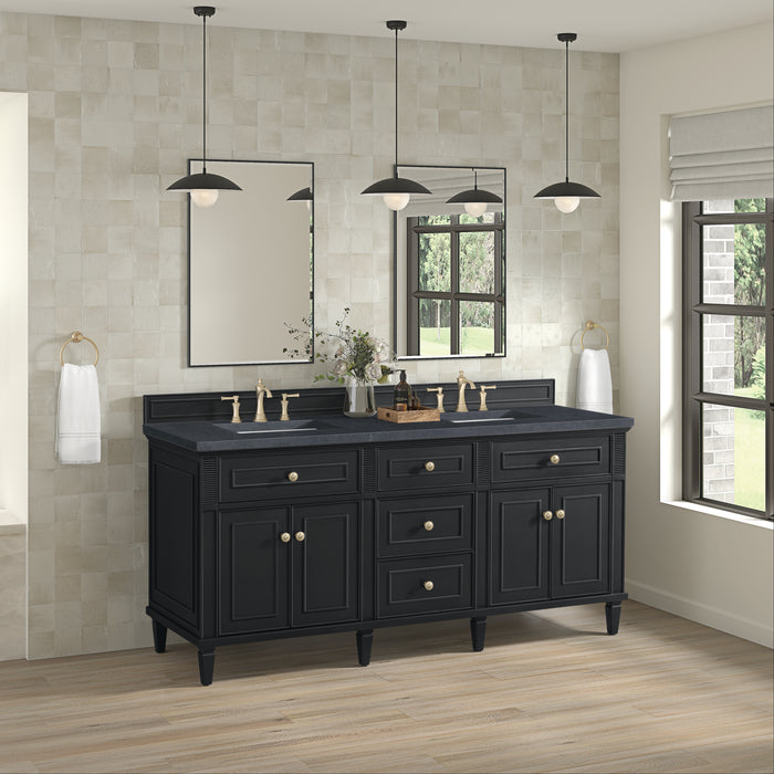 Lorelai 72"Double Vanity, Mid-Century Walnut w/ 3 CM Ethereal Noctis Silestone Top w/FreePower Wireless Charger