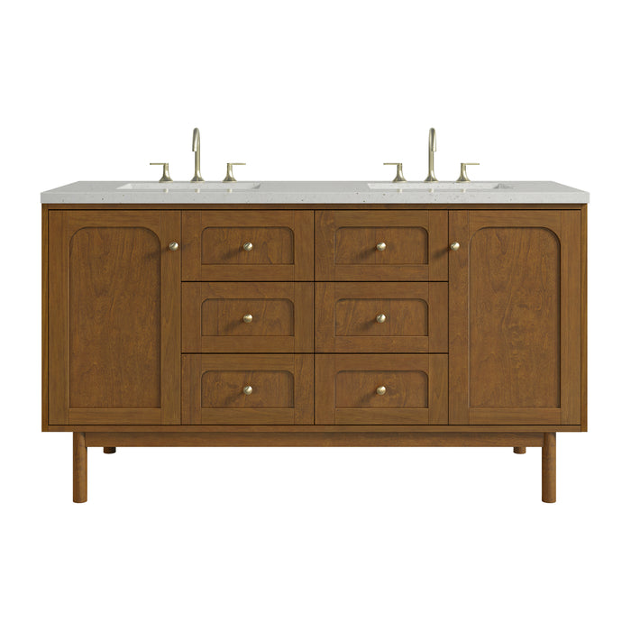 Laurent 60" Double Vanity, Honey Oak w/ 3 CM Lime Delight Silestone Top