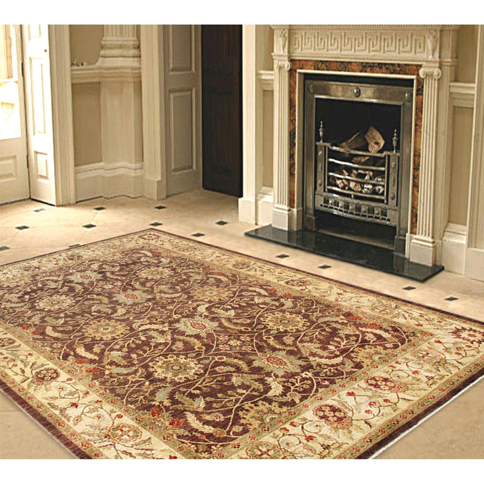 Pasargad Home Denver Hand-Knotted Brown Lamb's Wool Area Rug- 8' 0" X 10' 5" PAN-614 8x10