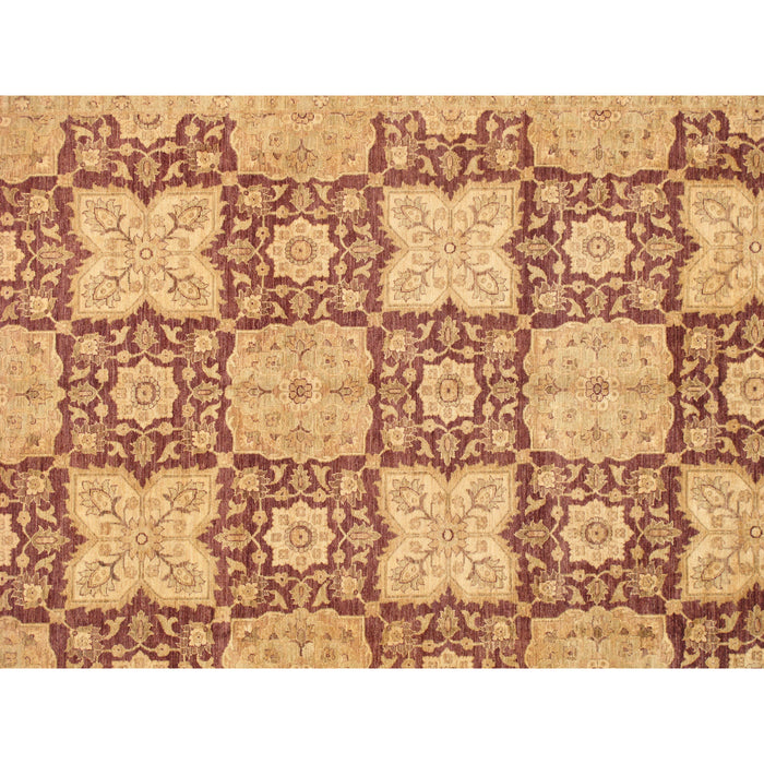 Pasargad Home Denver Hand-Knotted Plum Lamb's Wool Area Rug- 9' 1" X 12' 5" PANF-6001 PLUM 9X12