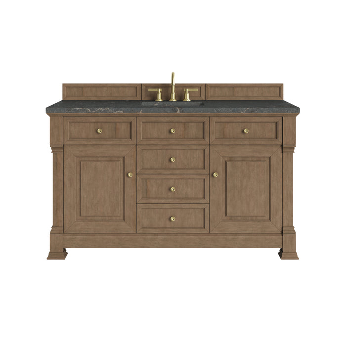 Brookfield 60" Single Vanity, Honey Oak w/ 3 CM Ethereal Noctis Silestone Top w/ FreePower Wireless Charger