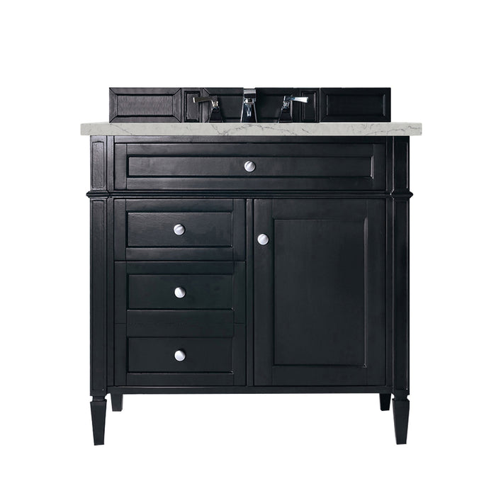 Brittany 36" Single Vanity, Black Onyx w/ 3 CM Eternal Jasmine Pearl Silestone Top