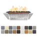 The Outdoor Plus 60" x 20" Linear Maya GFRC Fire & Water Bowl Low Voltage Electric Ignition | Liquid Propane