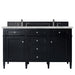 Brittany 60" Double Vanity, Black Onyx w/ 3 CM Carrara Marble Top