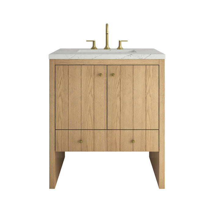 Hudson 30" Single Vanity, Light Natural Oak w/ 3 CM Ethereal Noctis Silestone Top