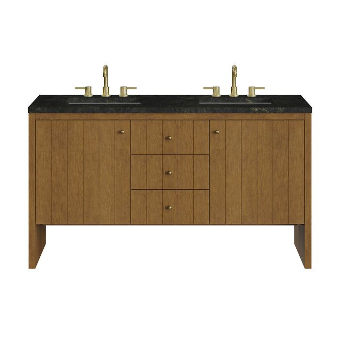 Hudson 60" Double Vanity, Honey Oak w/ 3 CM Phantome Eclos Top