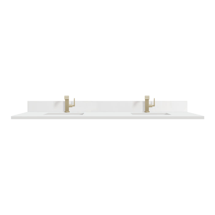 72" Double Top, Single-Hole, 3 CM White Zeus Silestone w/ Backsplash & Sink