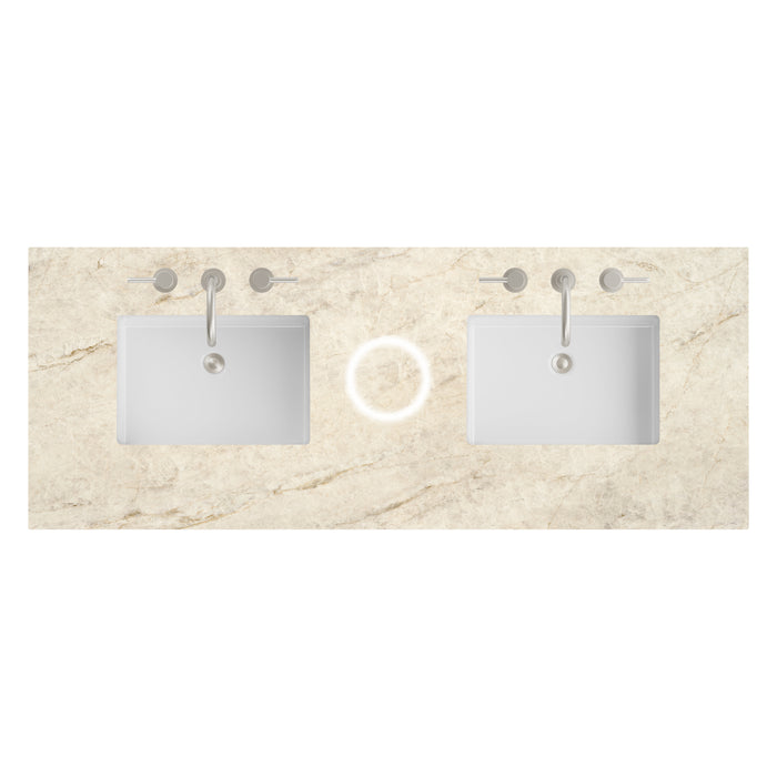 60" Double Top, 3CM Tajnar Eclos w/ Sink & FreePower Wireless Charger