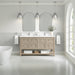 James Martin Breckenridge 60" Double Bathroom Vanity in Whitewashed Oak, shown in a bathroom setting
