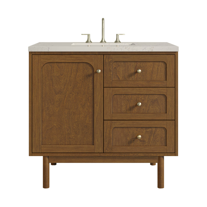 Laurent 36" Single Vanity, Honey Oak w/ 3 CM Siberian Silestone Top