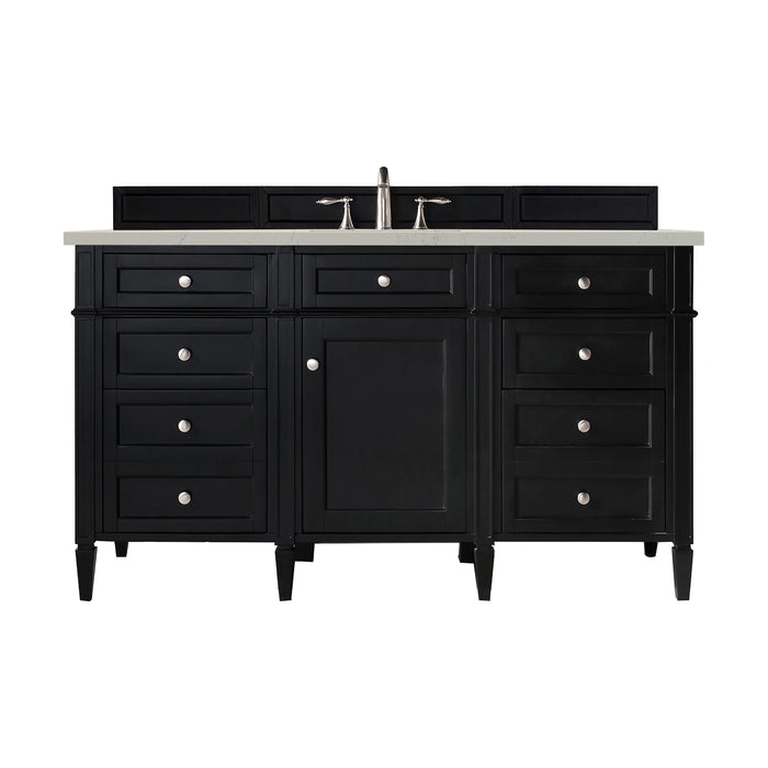 Brittany 60" Single Vanity, Black Onyx, w/ 3 CM Siberian Silestone Top