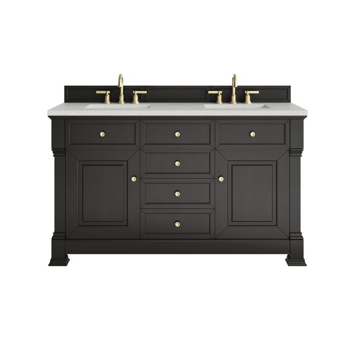 Brookfield 60" Double Vanity, Black Onyx w/ 3 CM Lime Delight Silestone Top
