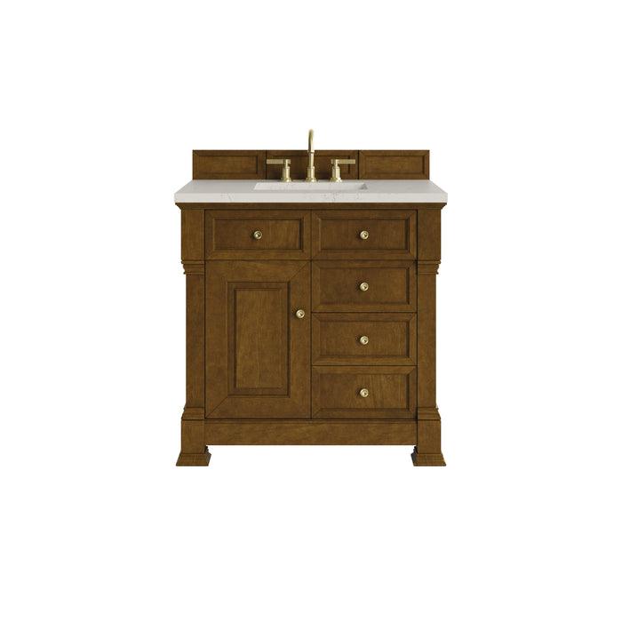 Brookfield 36" Single Vanity, Honey Oak, w/ 3 CM Siberian Silestone Top