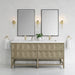 James Martin Emmeline 72" Double Bathroom Vanity in Pebble Oak, shown in a bathroom setting