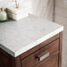 James Martin Addison 15" Base Cabinet in Mid-Century Acacia, shown in a bathroom setting