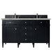 Brittany 60" Double Vanity, Black Onyx w/ 3 CM Victorian Silver Silestone Top