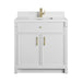 Bellshire 36" Single Vanity, Bright White w/ Single Hole 3 CM White Zeus Silestone Top and Matching Backsplash
