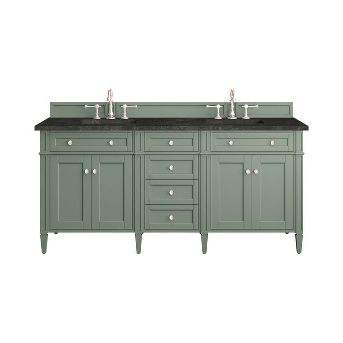 Brittany 72" Double Vanity, Saddle Brown, w/ 3 CM Tajnar Eclos Top w/FreePower Wireless Charger