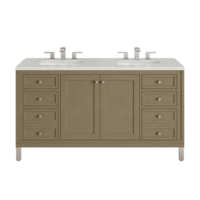 Chicago 60" Double Vanity, Smokey Celadon, w/ 3 CM Tajnar Eclos Top