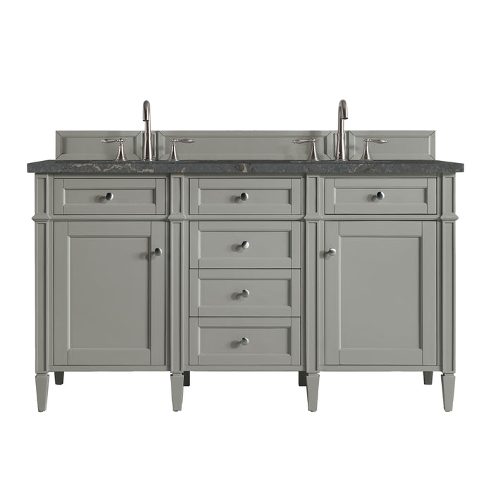 Brittany 60" Double Vanity, Smokey Celadon, w/ 3 CM Tajnar Eclos Top w/FreePower Wireless Charger