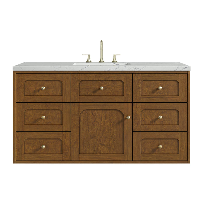 Laurent 48" Single Vanity, Light Natural Oak w/ 3 CM Parisien Bleu Top w/FreePower Wireless Charger